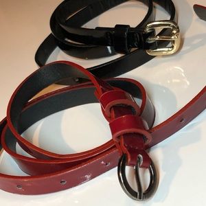 Shiny Black and Red Waist Belt